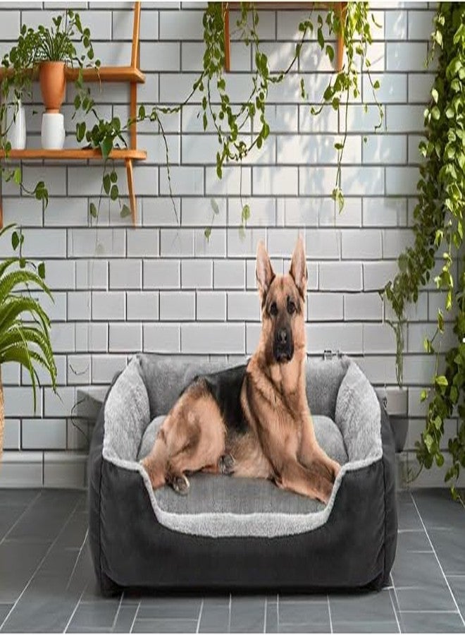 gorgeous Polycotton Super Soft Reversable Dual (Dog and Cat Bed)-Small (Grey-Black Square, 3XL) - Image 5